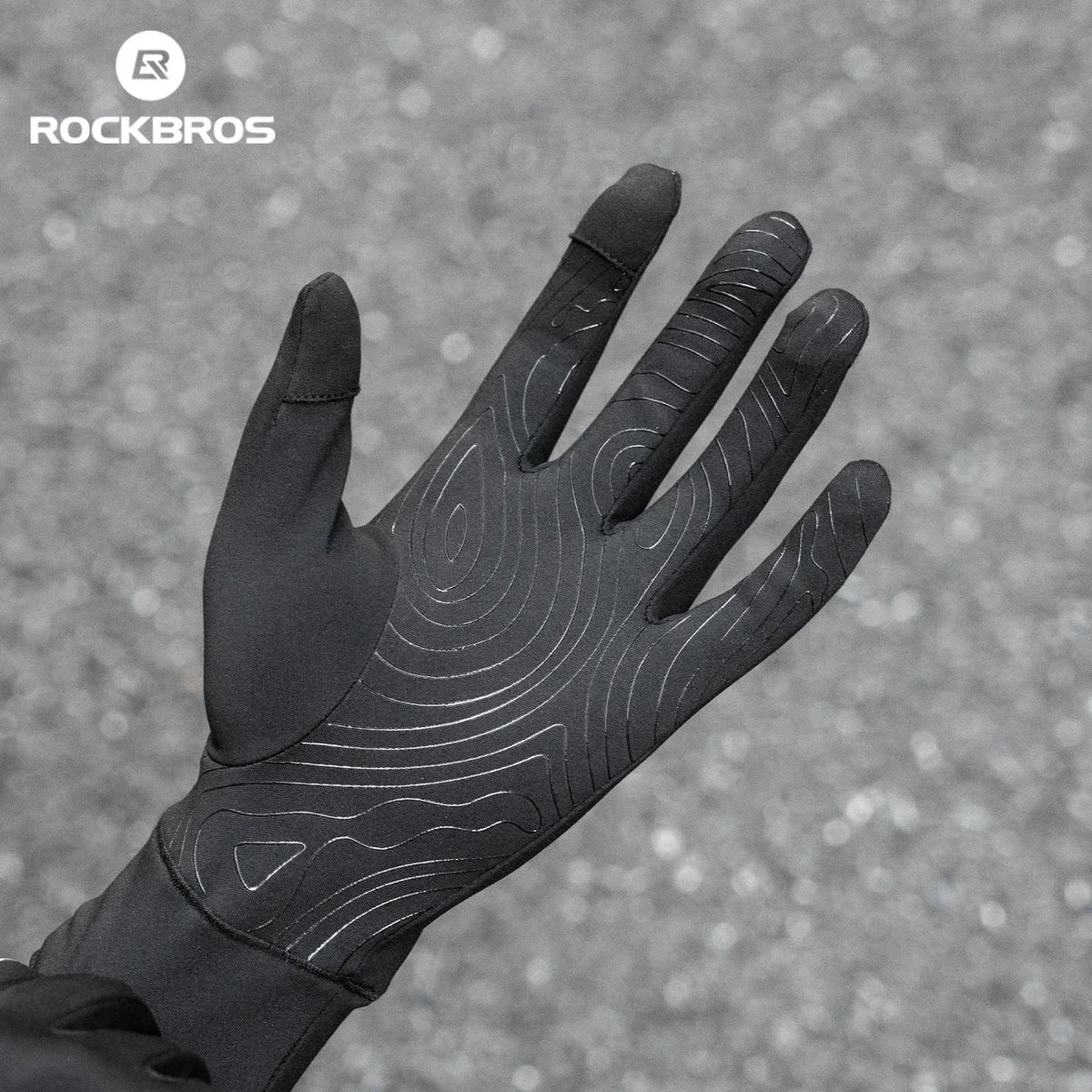 ROCKBROS Cycling Glove Spring Autumn Bike Pair Non-slip Long Finger Style Fleece Lining Warmer Option Windproof Riding Design