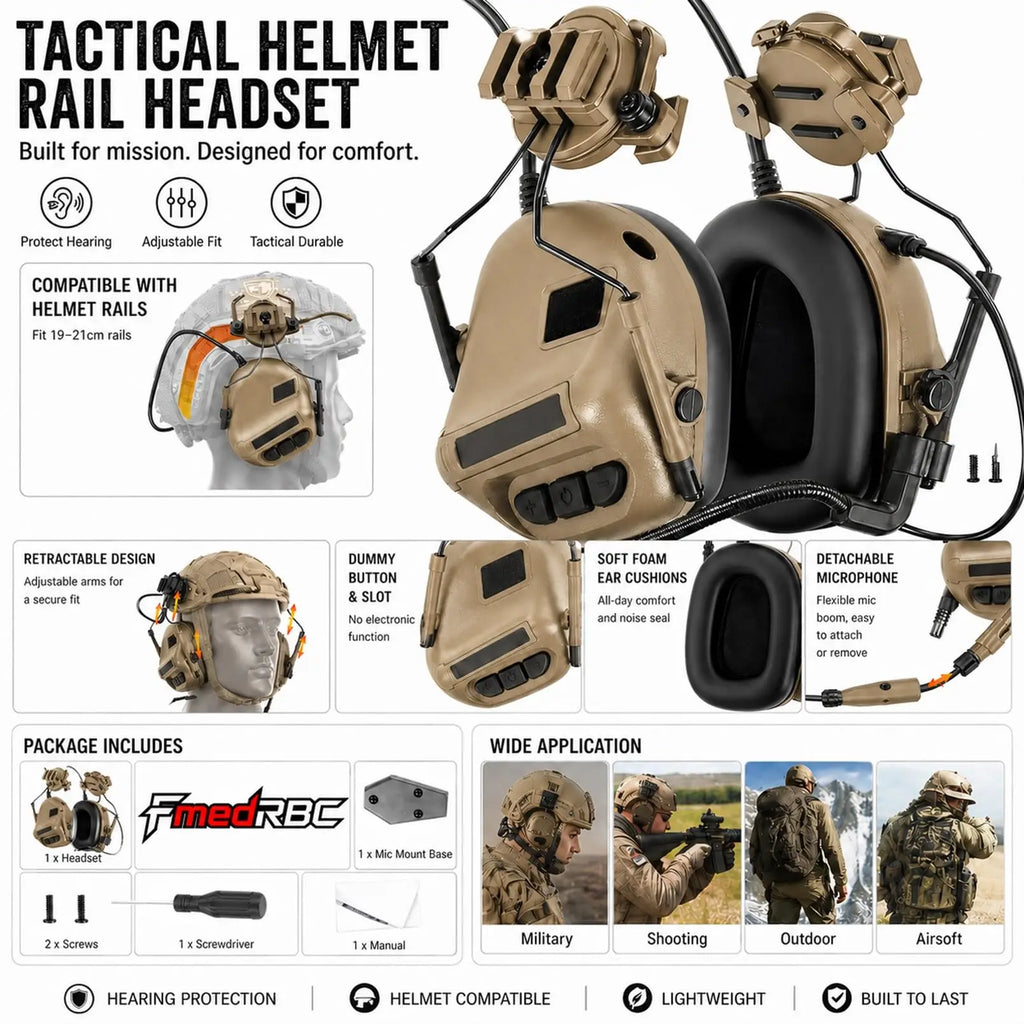 Tactical Airsoft Helmet Kit with Quad NVG Model Red Green Light Cover Headset Strobe for Paintball CS Cosplay