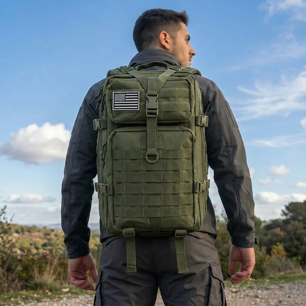 Men 45L Tactical Hiking Backpack Molle Mountaineering Water Resistant Outdoor Camping Trekking Backpacking Bushcraft Travel Rucksack Bug Out Bag Survival Emergency Large Capacity Climbing Cycling Daypack Women Durable Wear Resistant Trail Camp Hikers