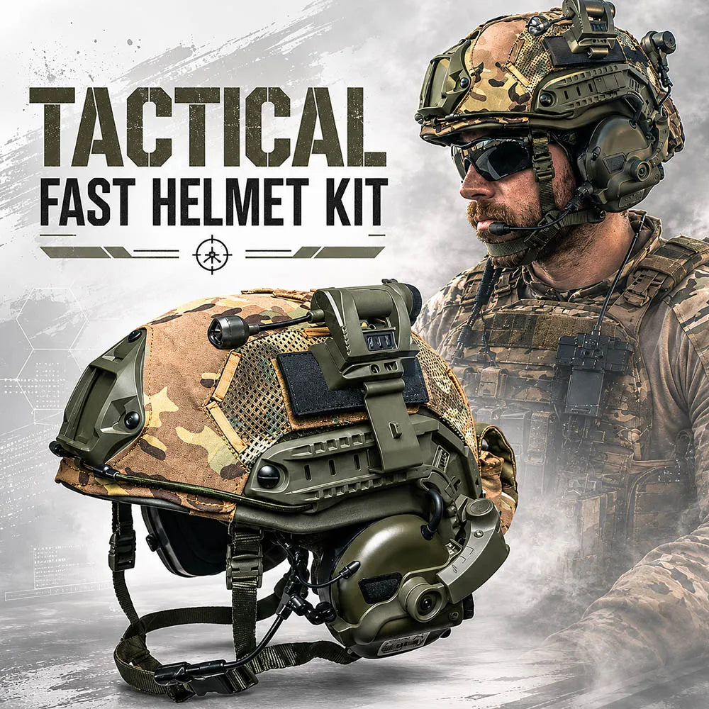 5-Piece FAST Tactical Helmet Set Modular Head Protective Gear Impact‑Resistant Bump Helmet for Airsoft Paintball Wargame Cosplay