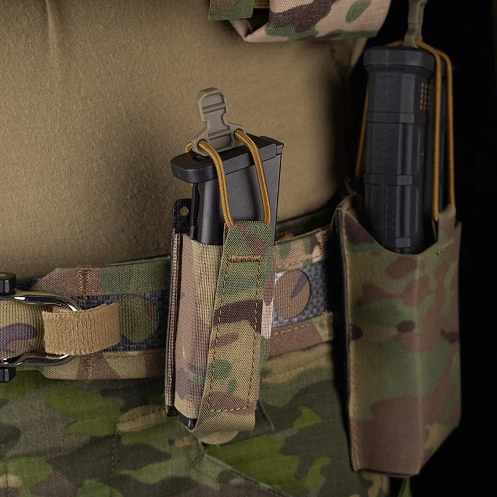 Tactical 9mm Magazine Pouch Elastic Single Pistol Mag Pouch Quick Release for G17 19 M9 SIG P226 Universal Pistol Mag Holder