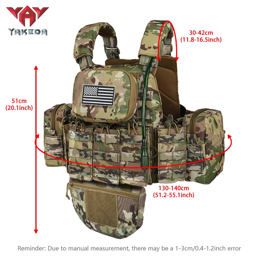 YAKEDA multifunctional hunting vest (including 1.5-liter water bag) with multiple accessory packs MOLLE webbing system