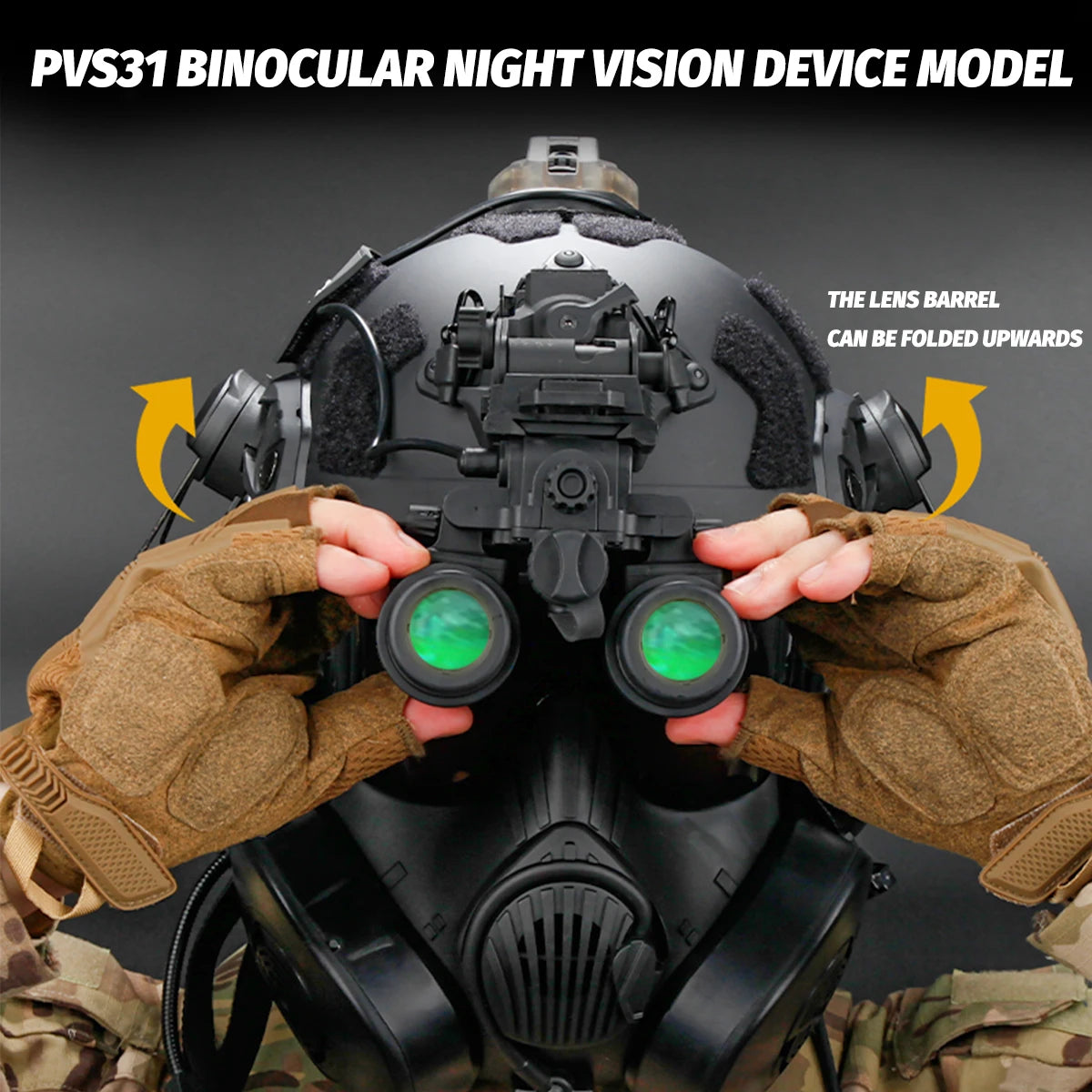 M50 Gas Mask Set with SF Ultra-High-Cut Airsoft Helmet Night Vision Goggles Model Signal Light Tactical Headset for CS Wargame