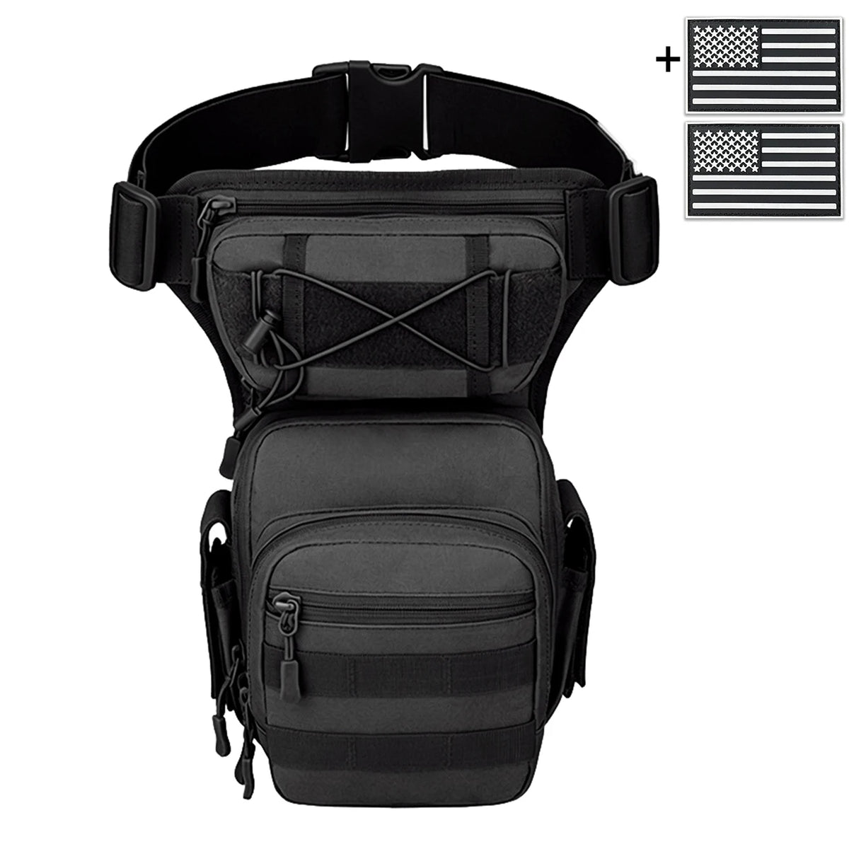 Multi functional quick release leg bag, storage bag, layered storage, waist and leg strap fixation, elastic strap