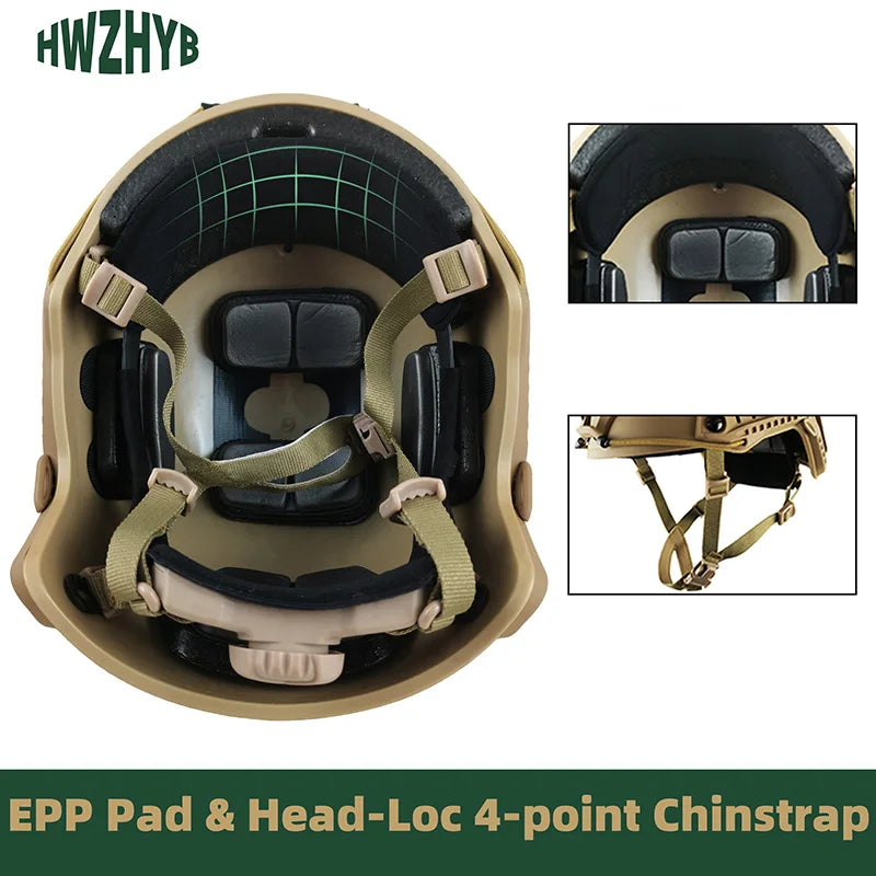 FAST Tactical Riot Helmet ABS 4-Point Suspension Adjustable Head Circumference for Military CS Airsoft Outdoor Protection