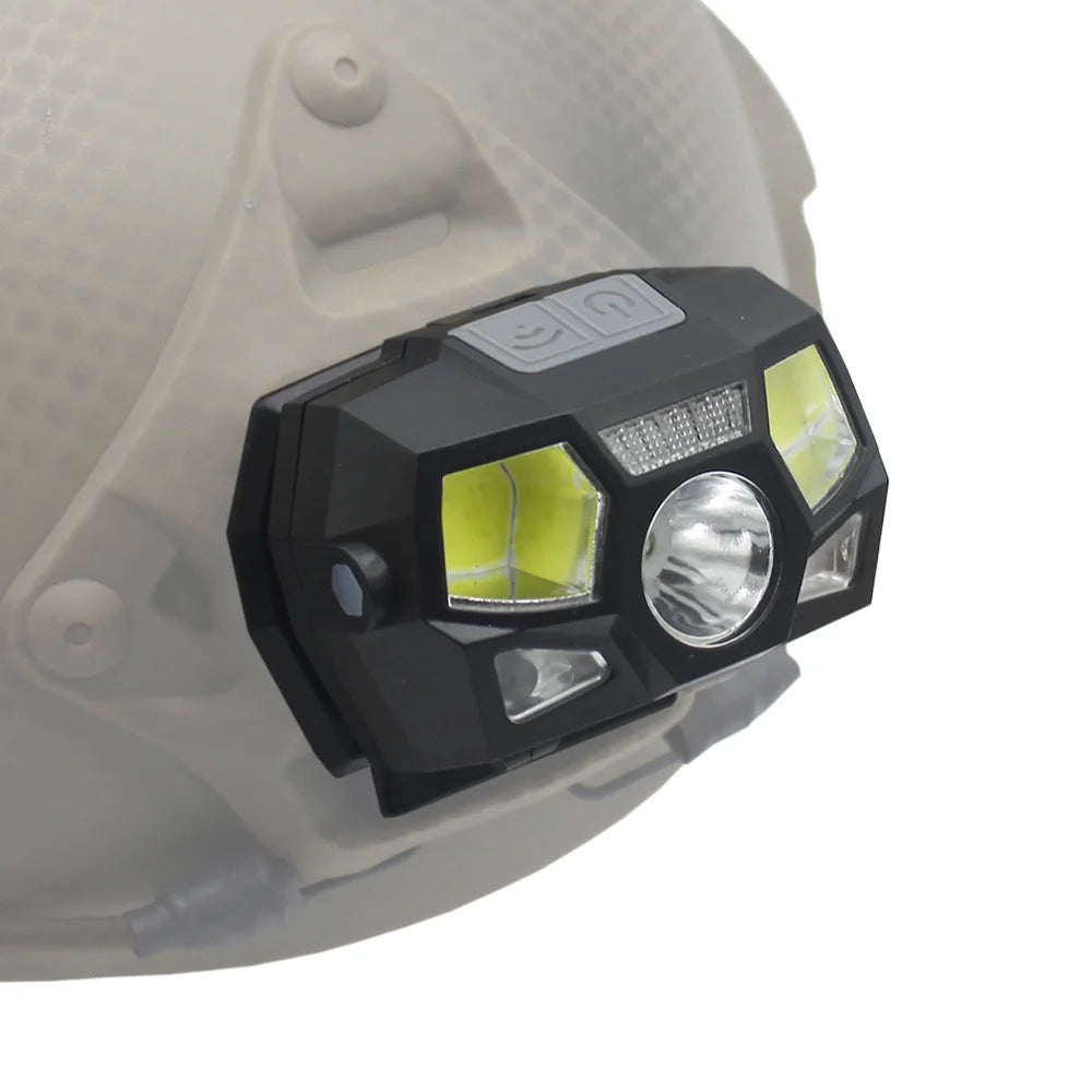 Fwoyonze Tactical FAST MICH Helmet Light Induction Headlamp USB Charging Waterproof Signal Lamp Hunting Fishing HeadLight