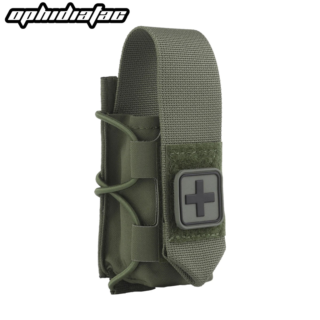 OPHIDIANTAC Tactical Tourniquet Pouch Universal Molle Medical Tool Carrier Vertical Flap Cover Bag for Hiking Hunting Outdoor
