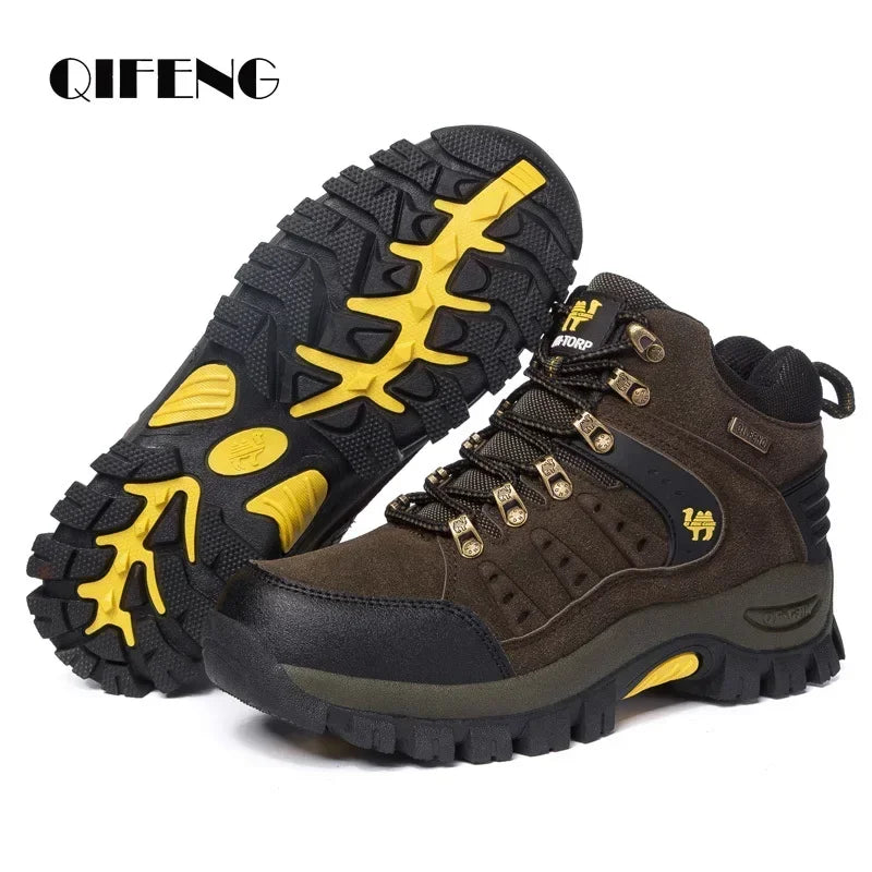Large Size Outdoor Ankle Boots Men Non Slip Fashion Lace Up Climbing Leather Winter Cowboy Boots Trekking Hiking Footwear Summer