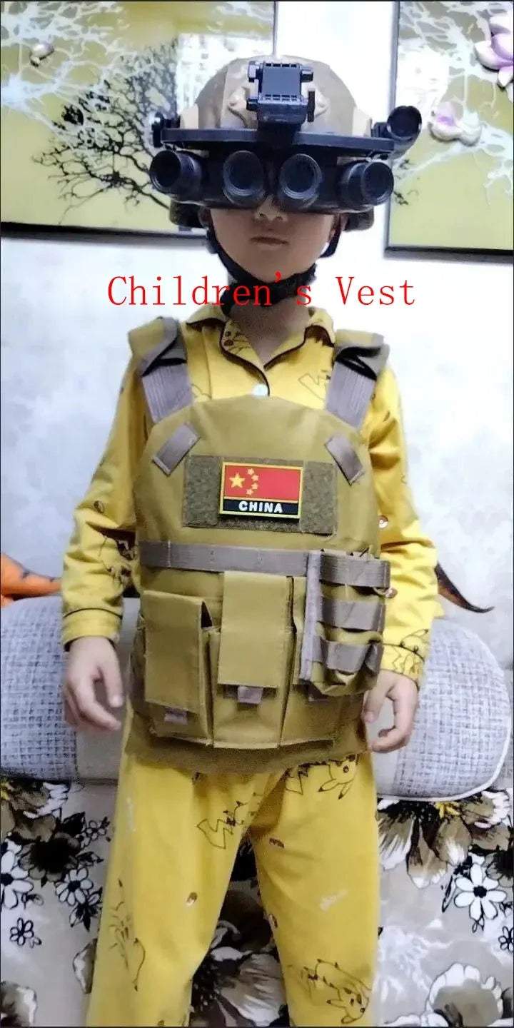 Child Nylon Webbed Gear Tactical Vest Body Armor Hunting Carrier Kid Accessories 6094 Pouch Camouflage Camo Training Vest