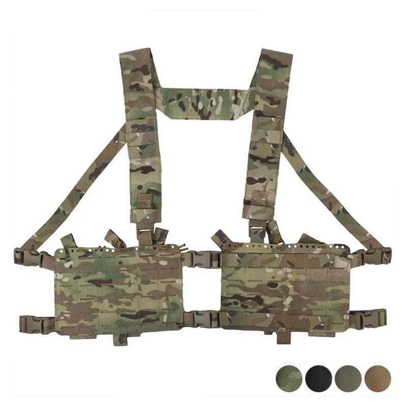 Alpha 34 Split Front Chest Rig Modular Quick Release System Laser Cut Mount Panels for Hunting Simulation Gear Storage