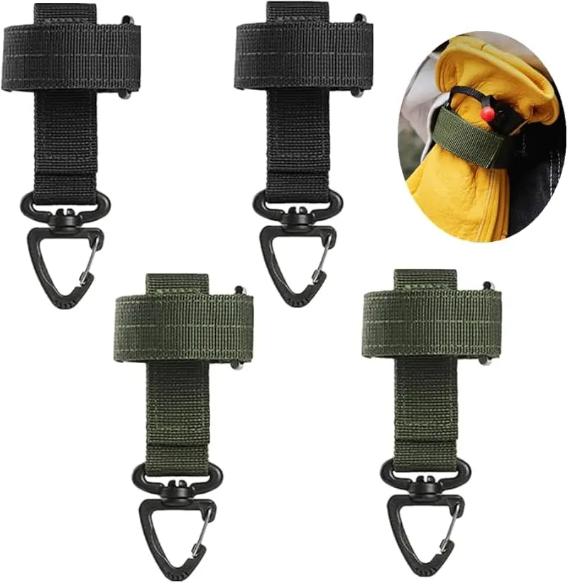 Multi-purpose Nylon Gloves Hook Climbing Rope Anti-lost Camping Hanging Buck Work Gloves Safety Clip Outdoor Tactical Gloves