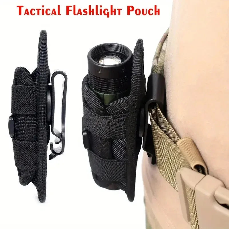 360 Degree Tactical Flashlight Holster Belt Torch Bag Durable Hunting Lighting Accessory Survival Kits Holster Rotary Torch Case