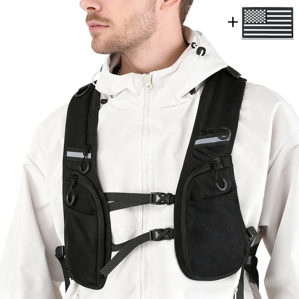 Lightweight Reflective Vest Safety Gear with Multi Pockets for Running Cycling Hiking, Secure Storage for Phone Wallet