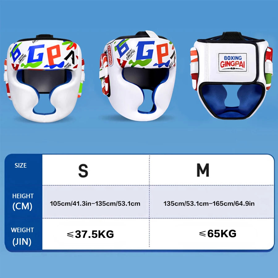 GINGPAI Kick Boxing Helmet Karate Muay Thai Guantes De Boxeo Free Fight Headgear MMA Head Guard Sanda Training Kids Equipment