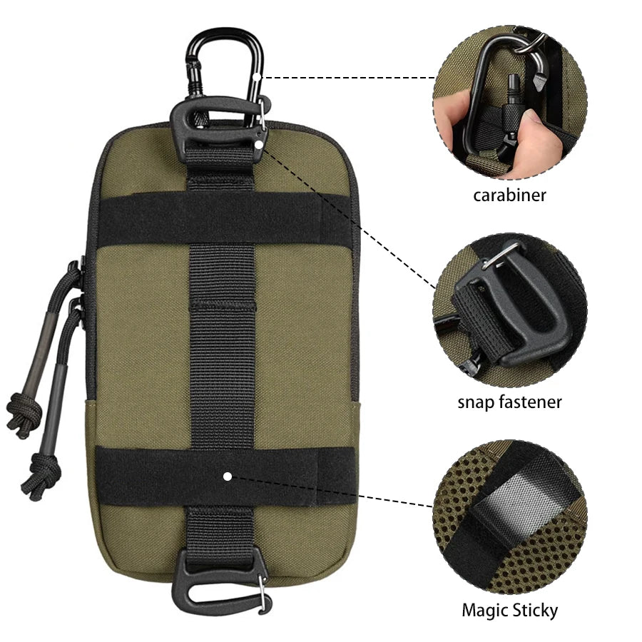Mobile phone storage bag with mountain buckle, suitable for outdoor hiking, daily commuting, and travel as a portable waist bag