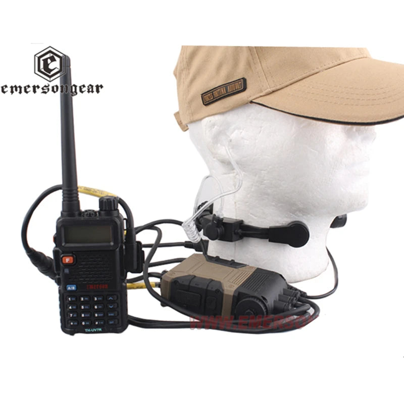 EMERSON Tactical Throat Microphone Walkie Talkie Microphones Airsoft Shooting Hunting Heavy Duty Mic Headphone
