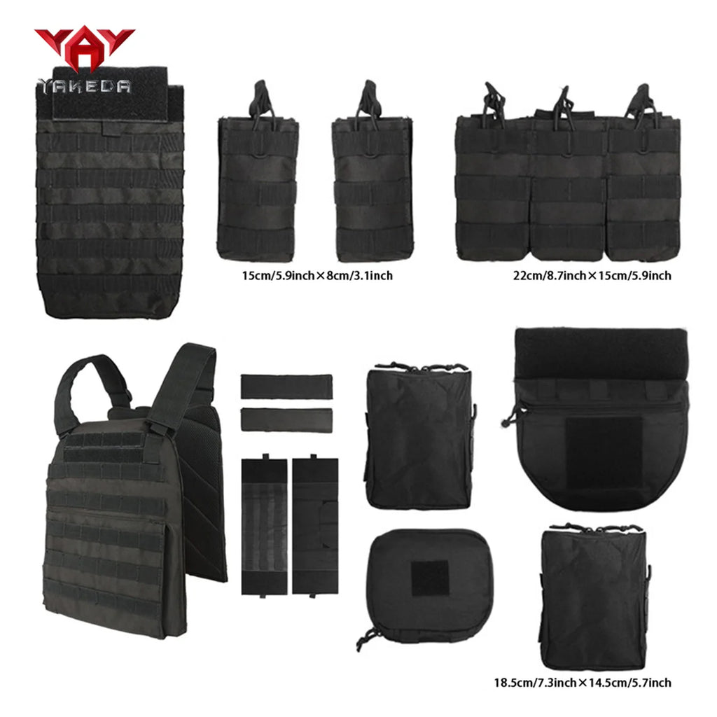 YAKEDA multifunctional modular hunting vest with adjustable and detachable shoulder straps, suitable for outdoor sports