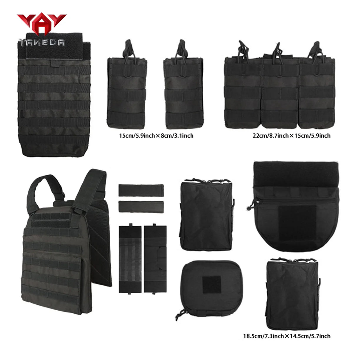 YAKEDA multifunctional modular hunting vest with adjustable and detachable shoulder straps, suitable for outdoor sports