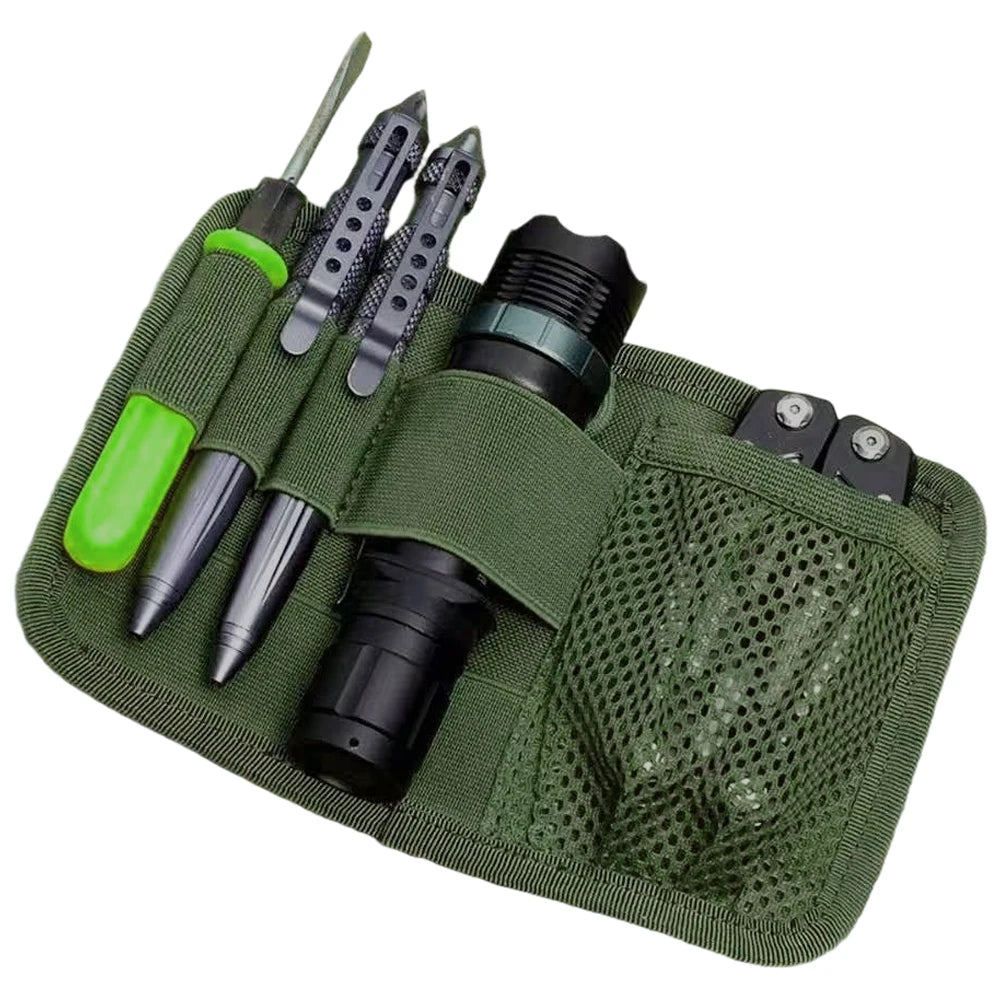 Tactical EDC Mesh Storage Pouch Hook Fasteners Modular Panel Organizer Adhesive Backboard Backpack Vest Expansion Accessory Bag