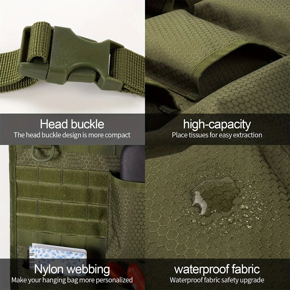 Tactical Camouflage Car Seat Backrest Storage Bag Hanging Organizer Interior Accessories Vehicle Space Saver