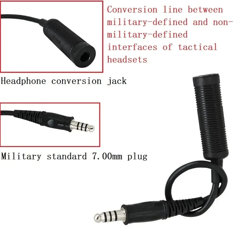 Tactical Headset U-174 Cable Adapter Cable NATO/Military To Civilian Cable Adapter for Pelto Comta/msaSordin/tciLiberator