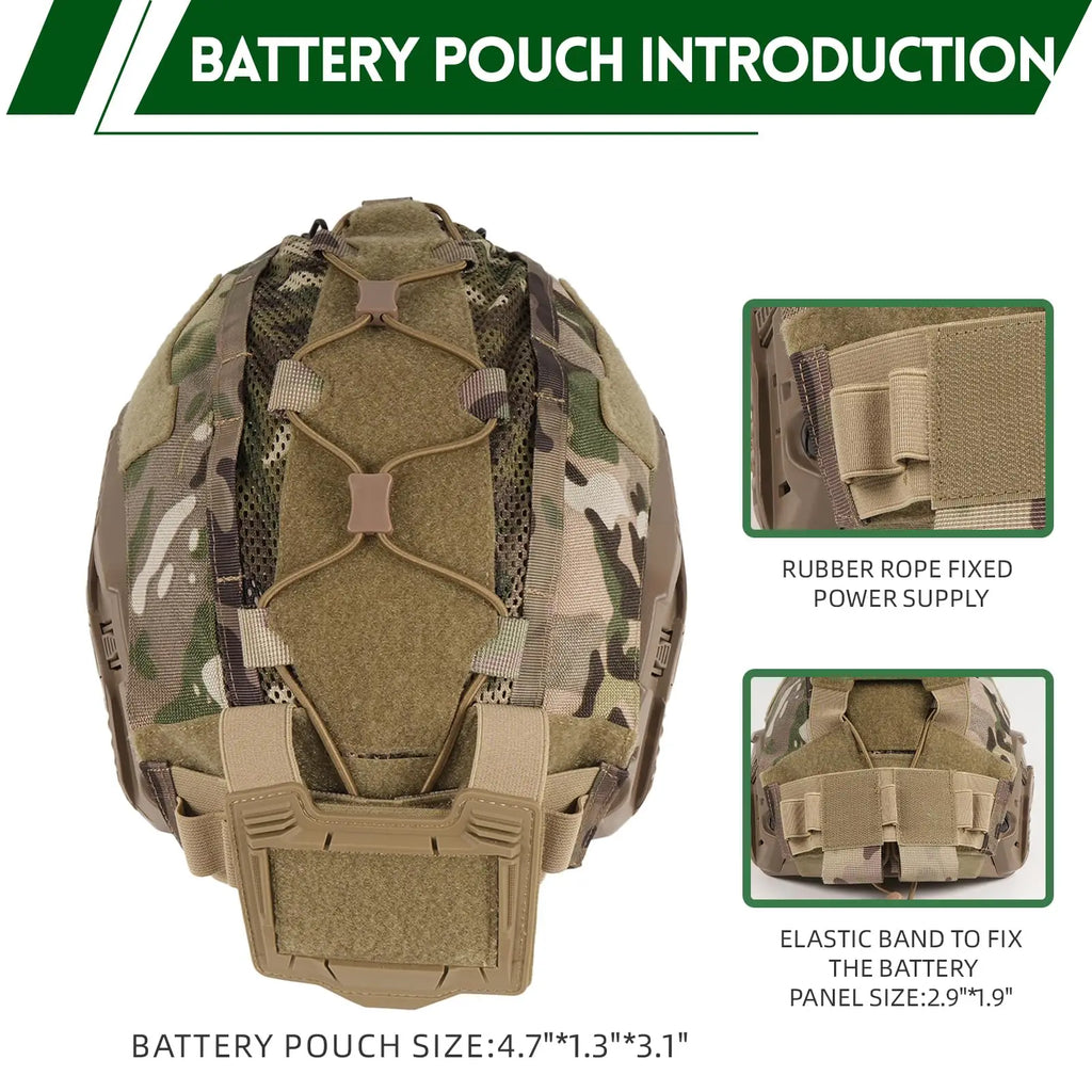 Tactical Helmet with Cover Counterweight Pouch Adjustable Fast Helmet for Airsoft Paintball Hunting CS Military Gear