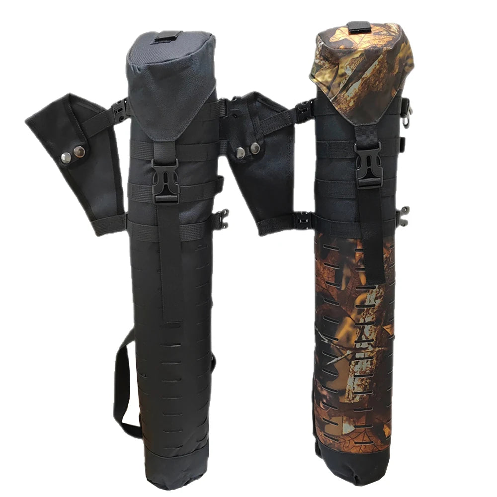 Tactical Molle System Black Camouflage Sling Shoulder Bag Waist hanging Arrow Quiver Tube for Hunting Archery Shooting Accessory