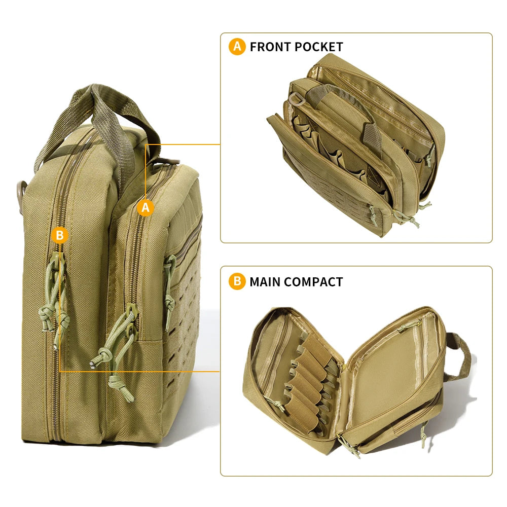 Tactical Handgun Bag 600D Oxford Gun Range Bag Concealed Pistol Storage Bag Magazine Pouch Hunting Accessories