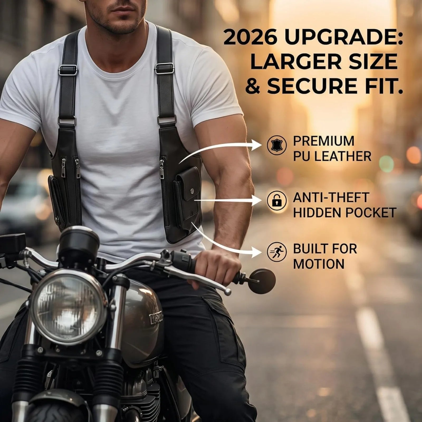 Anti-Theft Men's Underarm Holster Bag, Vintage PU Leather Hidden Shoulder Bag, Concealed Crossbody Wallet Phone Pouch for Travel