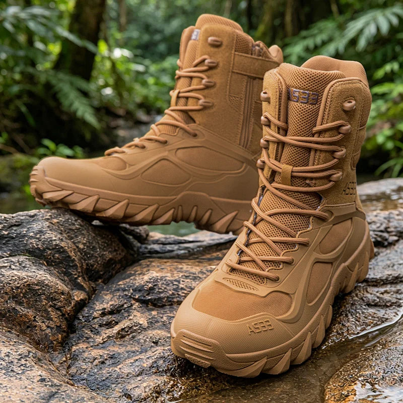 Men Climbing Shoes Tactical Boots Outdoor Field Training Shoes Breathable Mountain Hiking Shoes Sneakers Non-slip Hunting Boots