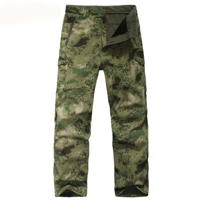 Trekking Fleece Softshell Pants Men Outdoor Tactical Climbing Skiing Hiking Fishing Hunting Waterproof Pants Camouflage Trousers
