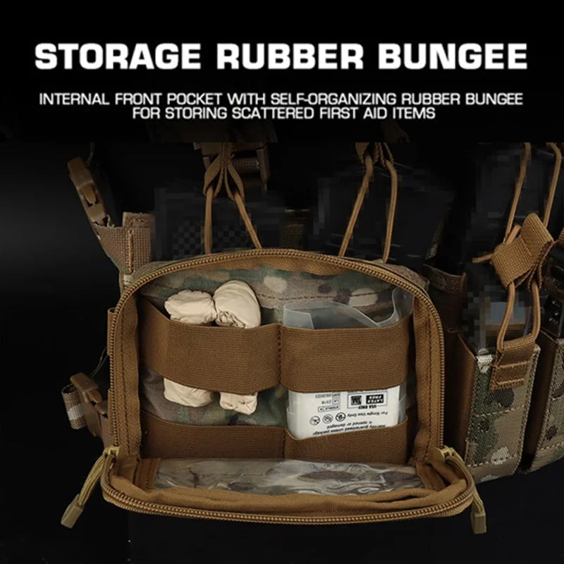 D3CRH Modular Chest Rig Multi Function Utility Panel MOLLE Hook Loop 5.56 9mm Mag Pouch Holder for Wargame Hunting Gear