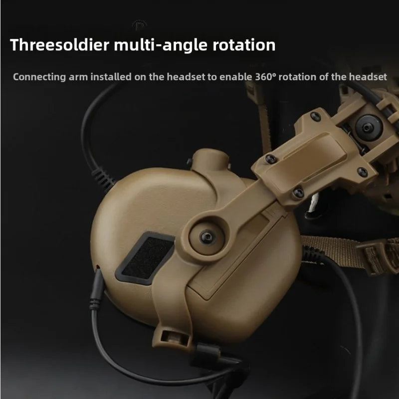 Sound Pickup Tactical Headset Helmet Rail Mounting Arm Set Accessories, Rotatable and Foldable Headset Storage
