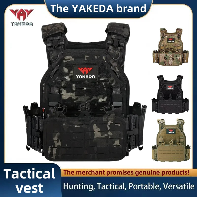YAKEDA Tactical Vest 6094 Fast Detachable Light Laser Cut Outdoor Hunting Black Gear Carry Vest of High Quality
