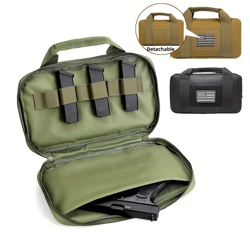 1pc Tactical Pistol Carrier Bag Concealed Carry Case Soft Padded Handgun Pouch with Multiple Magazine Storage Slot for Hunting