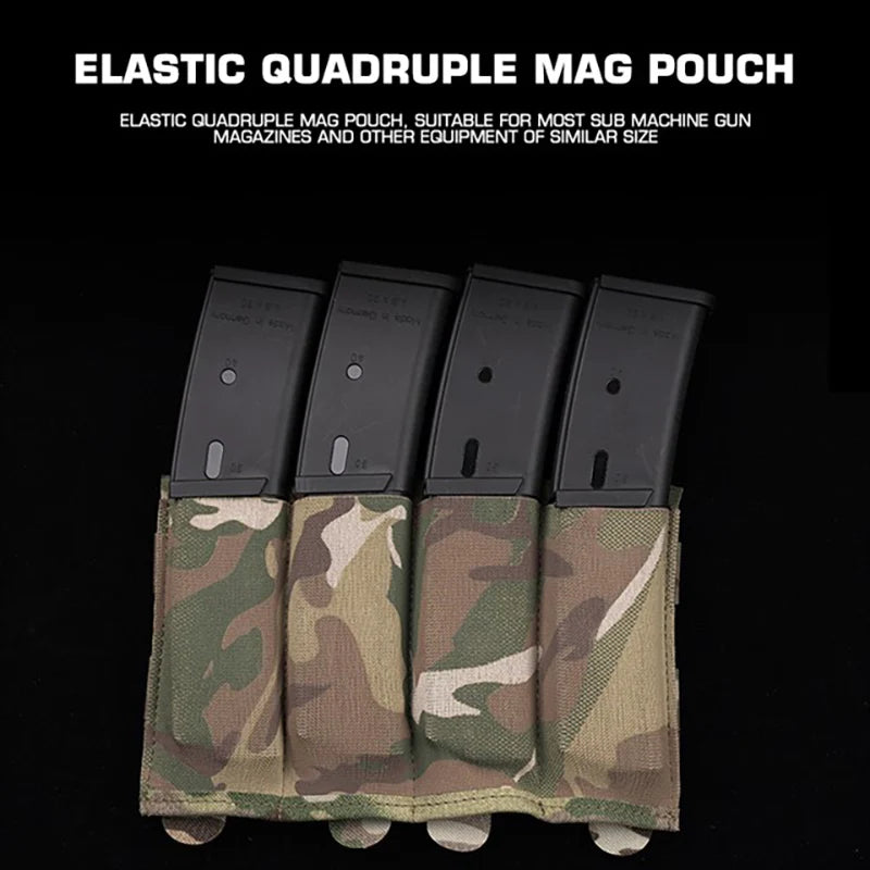Tactical Quadruple Mag Pouch For MP5 MP7 KRISS Tactical Modular MOLLE SGM Fast Magazine Pouch Hunting Airsoft Vest Accessories