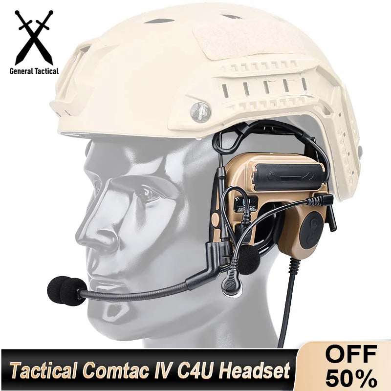 WADSN Tactical Com IV C4U Headset Headphone Hearing Protection Ken Shooting Headphones Military Noise cancellation communication