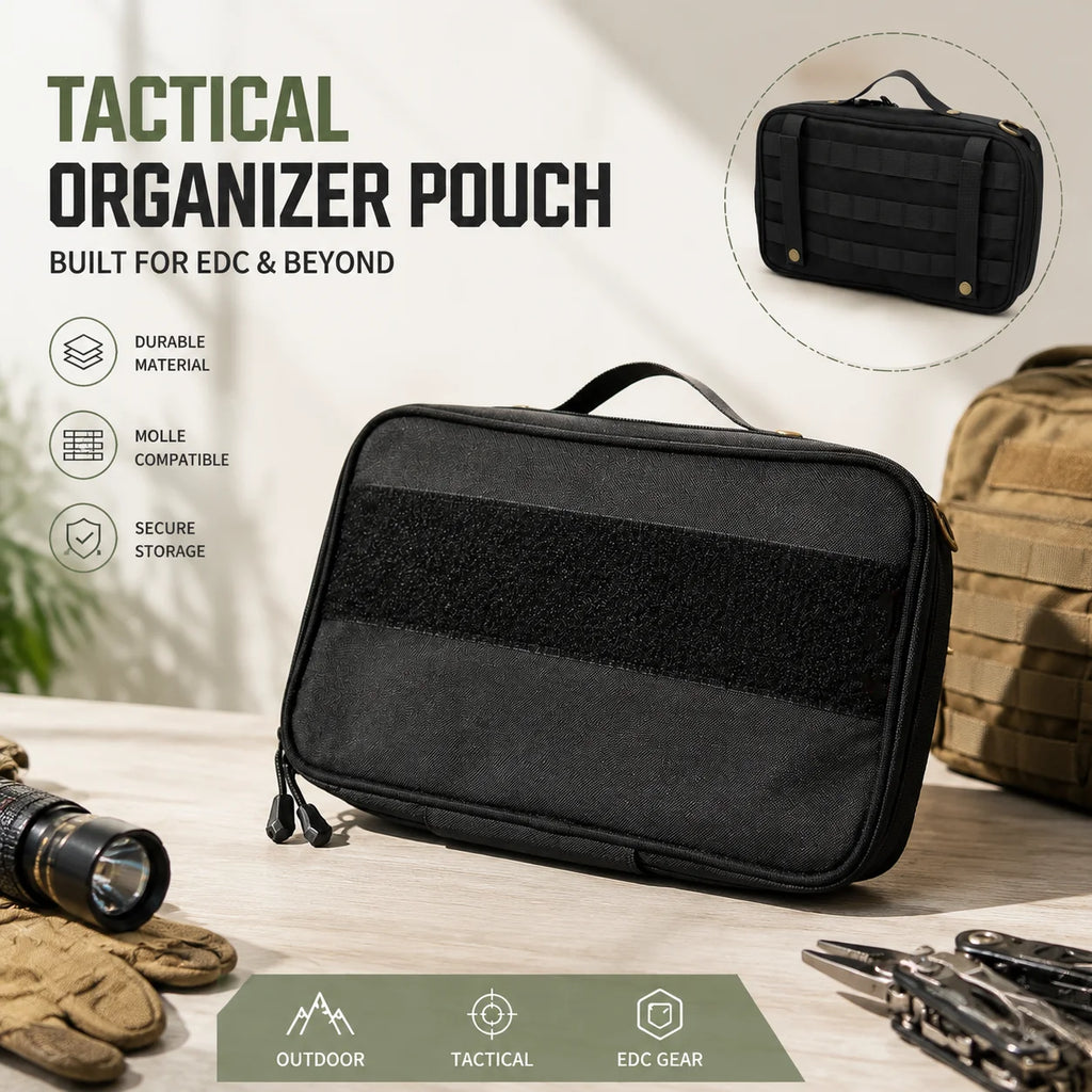 Tactical EDC Organizer Pouch Outdoor MOLLE Utility Storage Bag Portable Tool Pack Hook Loop Panel Camping Hiking Gear