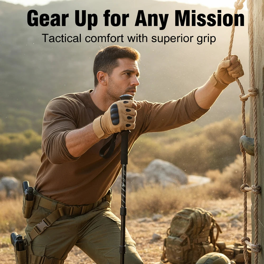 1Pair Half Finger Tactical Gloves - Breathable Lightweight Outdoor Sport Gloves for Shooting,Hunting,Motorcycling,Climbing,Hikin