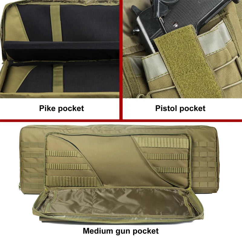 LQARMY 81 97 106 122cm Tactical Gun Bag Double Rifle Case  Molle Rifle Bag Sniper Airsoft Gun Case Backpack Hunting Gun Holster