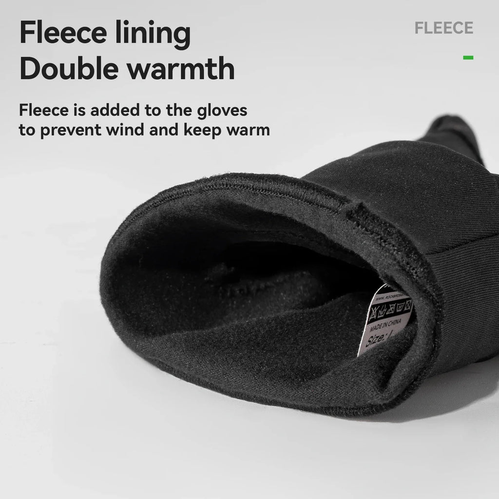 ROCKBROS Cycling Glove Spring Autumn Bike Pair Non-slip Long Finger Style Fleece Lining Warmer Option Windproof Riding Design