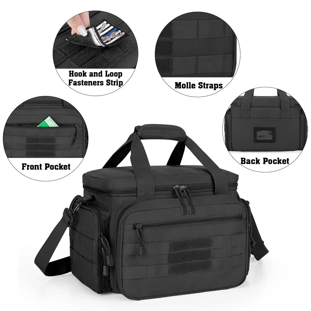 Tactical Pistol Gun Storage Bag Gun Range Bag for 4 Handguns Pistol Shooting Range Bag Magazine Carrying Pouch for Hunting
