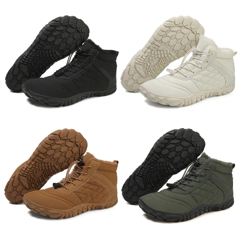 Barefoot Snow Boots Minimalist Ankle Boots Anti Slip Casual Winter Booties Thermal Trail Running Shoes Plush for Outdoor Travel