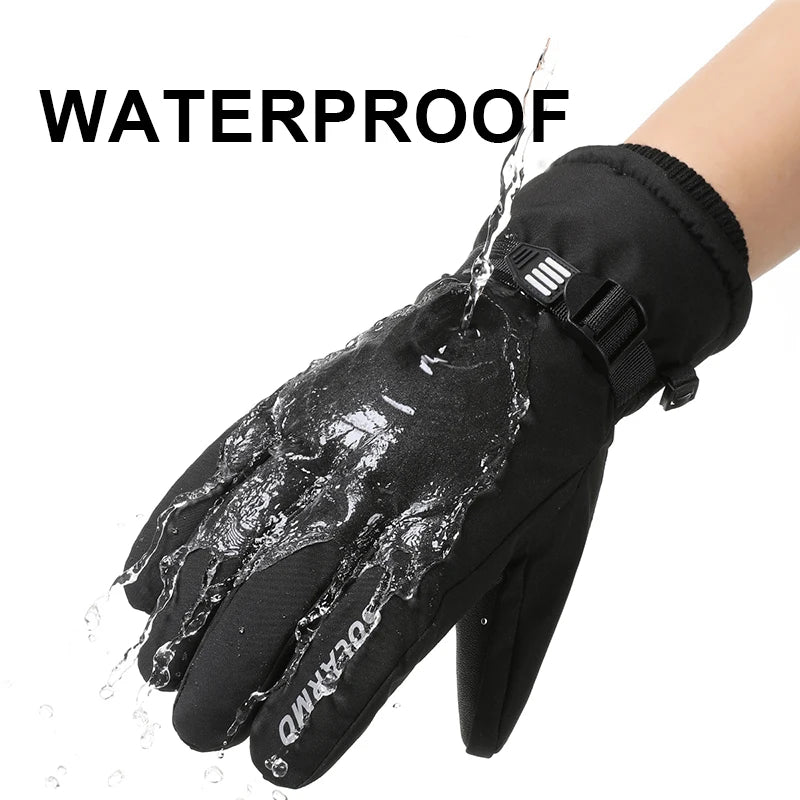 CHRLCK Men's Thermal Waterproof Cycling Gloves Women Non-Slip Windproof Bicycle Gloves Winter Skiing Riding Hiking Gloves