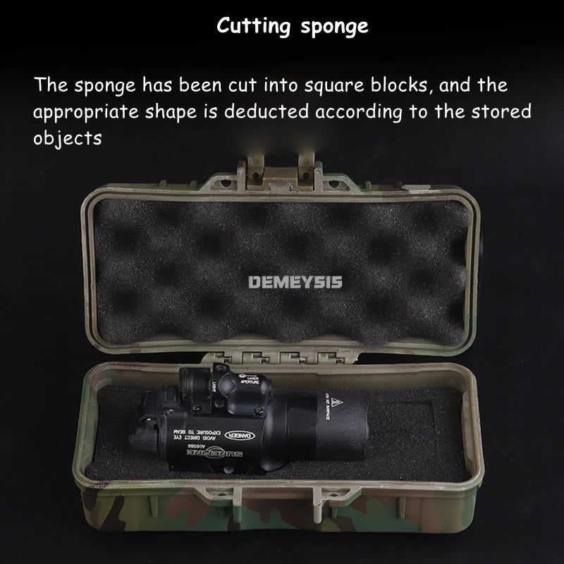 Tactical Flashlight Storage Box Dustproof with Padded Hunting Shooting Toolbox Suitcase Lockable Safety Accessories Case