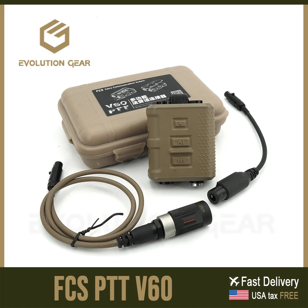 Tactical FCS V60 Dual Channel Transmitter Receiver Connector For AMP Headset Comtac3 HeadSet 6 PIN Adapter Cable KN6 To U174/U