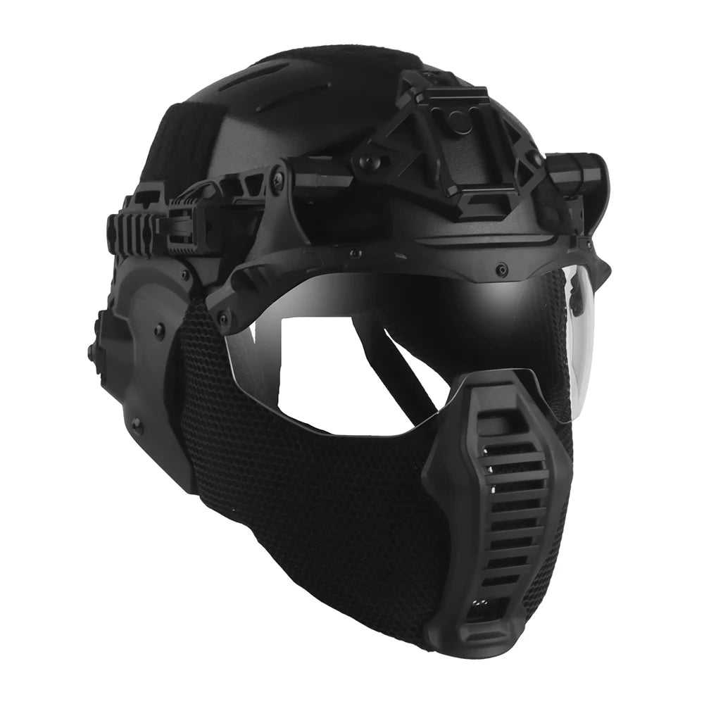Tactical Full Protective Helmet Hunting Airsoft Paintball 3.0 Wendy Helmet with Flip Goggles Ear Cover Mask Training Gear