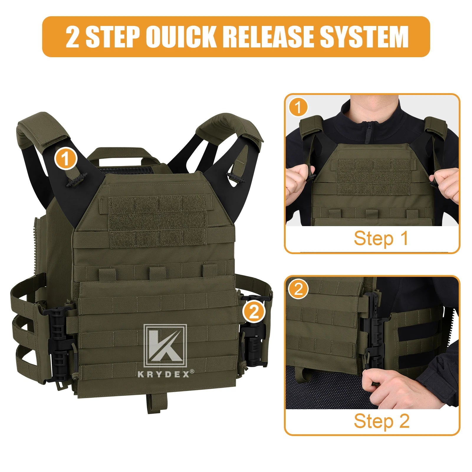 KRYDEX 500D Tactical JPC 2.0 Plate Carrier Quick Release Tube Cummerbund Assaulter Armor MOLLE Outdoor Paintball Vest