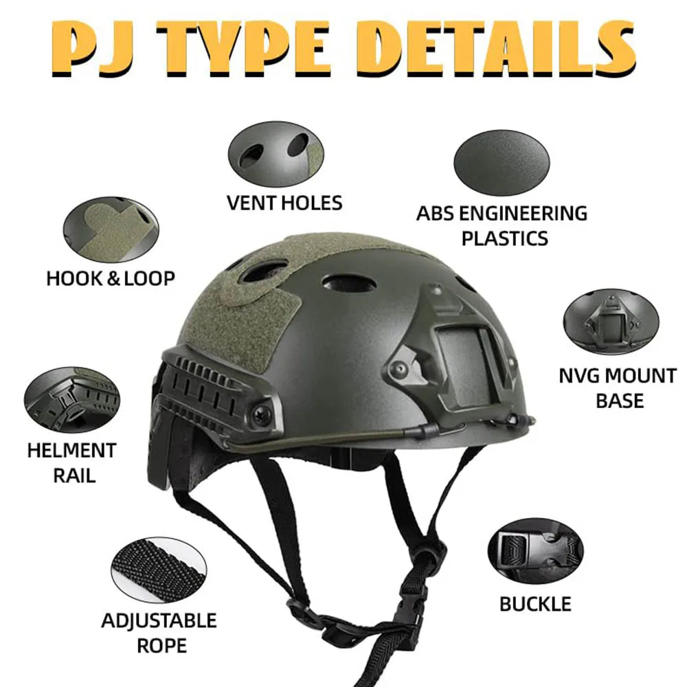 5-Piece FAST Tactical Helmet Set Modular Head Protective Gear Impact‑Resistant Bump Helmet for Airsoft Paintball Wargame Cosplay