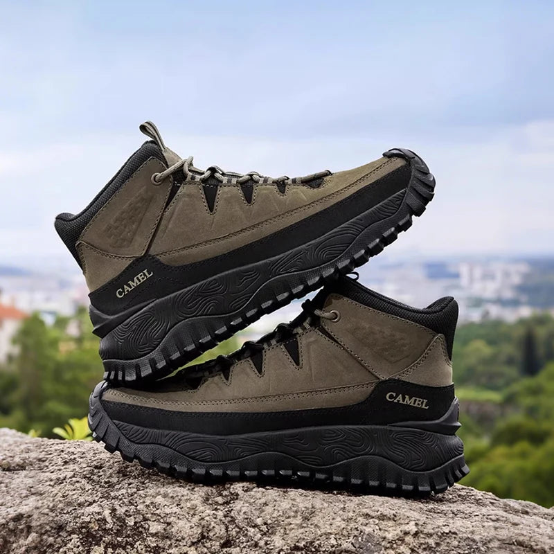 GOLDEN CAMEL Men's High-top Hiking Shoes Anti-slip Wear-resistant Mountaineering Boots Casual Sports Shoes for Men 2025 Winter